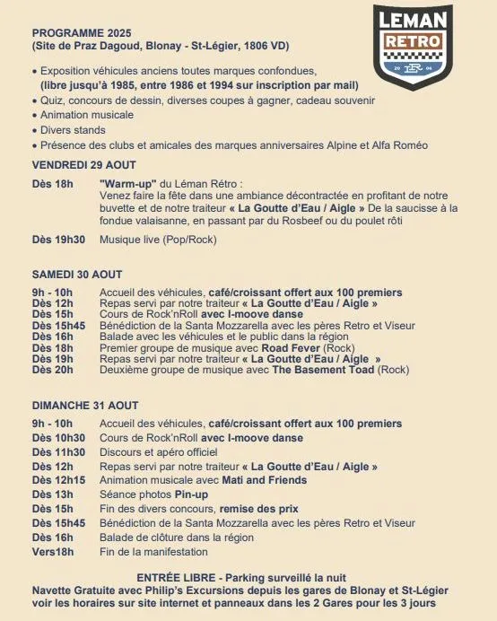 Programme Leman-Retro 08.2025
